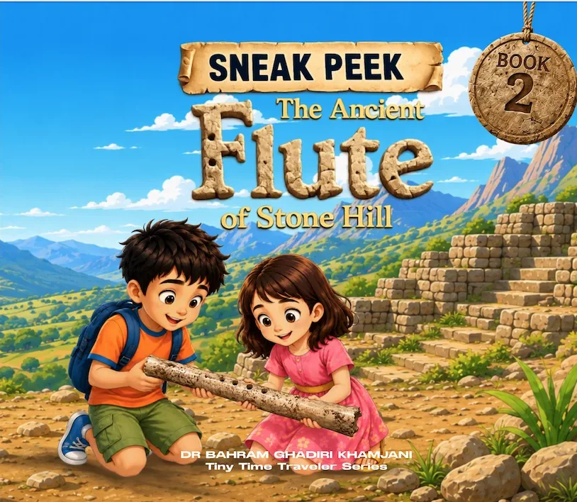 Book cover — The Ancient Flute of Stone Hill, Book Two in the Time Travelers to Ancient Persia series